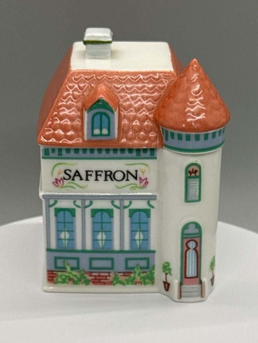 Lenox Spice Village 1989 Saffron Spice Jar w/ Lid Original Porcelain House Vtg - Picture 8 of 14